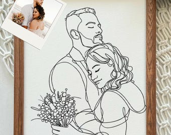 Custom Couple Line Art Portrait – Minimalist Romantic Gift