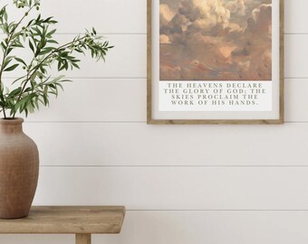 Psalm 19 Cloudscape Matte Poster | Religious Scripture Wall Art