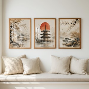Japandi ウォールアートセット 3 点セット 禅ウォールアートプリント
