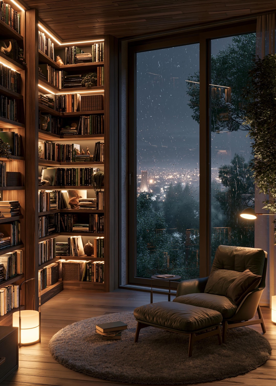 Library Backgrounds Rainy Cozy Library Printable Wall Art, Rainy Reading Nook Print, Moody Book ...