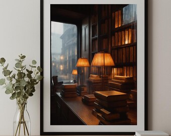 Mysig regnig bokhandelstelefonbakgrund: 12 vintagebiblioteksbakgrunder
