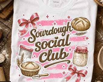 Club Social de Masa Madre PNG, Camiseta de Panadero de Granjero por Sublimación, Panadería PNG, Estilo Cottagecore Rústico Despierta y Hornea Mamá de Granjero PNG