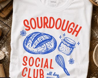 Club Social de Masa Madre PNG, Regalos de Panadero de Masa Madre para Granjeros Caseros, Panadería PNG, Regalo Cottagecore para Panaderos y Mamás de Masa Madre