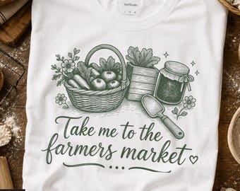 Camiseta PNG "Llévame al mercado de agricultores", camiseta de mercado de agricultores, regalo estilo cottagecore, camiseta de chica de granja, descarga digital, camiseta de jardín vintage