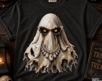 Fantasma glamuroso PNG, Halloween glamuroso PNG, Diseño brillante, Sublimación de fantasma elegante, Gráfico de fantasma preppy, Halloween coqueto, Disfraces de Halloween PNG