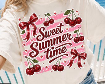 PNG de verano a rayas, sublimación floral de cerezas de verano, diseño playero a rayas coqueto y preppy, tendencia de verano, PNG popular ahora