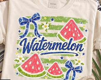 Rayas de sandía PNG, Verano dulce a rayas, Diseño de playa a rayas coqueta y preppy, Clip art de lazo de sandía, PNG de tendencia popular de verano