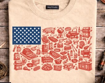 4. Juli BBQ, Vaterländisches BBQ PNG, Amerikanische Flagge Kunst Design, Retro Backyard Grill bbq, 4. Juli Naturbursche Digitaler Download