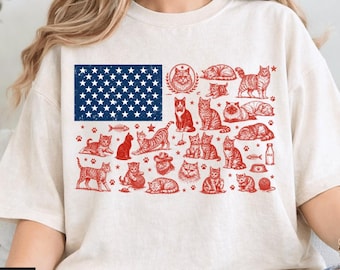 Club de Mamás Gatunas Patrióticas, PNG de Amante de los Gatos del 4 de Julio, Mamá Gatuna Americana, Gráfico de Caras de Gatos de Moda con Bandera Americana, Sublimación para Amante de los Gatos de EE. UU.