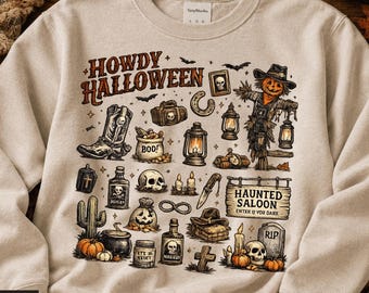 Howdy Halloween PNG, Western Halloween PNG, Tis the Season, Cowboy Pumpkin Shirt Graphic, Rodeo Spooky Season Sublimation Digital Download