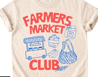 Camiseta con diseño gráfico de jardín estilo cottagecore con rayas preppy del Club del Mercado de Agricultores PNG, Camiseta con diseño gráfico del mercado de agricultores, Diseño de verano a la moda