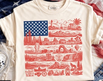 National Parks American Flag PNG, Patriotic USA Nature Png, 4th of July design, Outdoor USA Nature Png, Hiking Fishing Camping Graphic