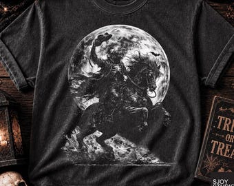 Headless Horseman PNG, Dark Halloween Rider Design, Gothic Horse Artwork, Spooky Moonlit Graphic, Vintage Horror Art DTF Print File