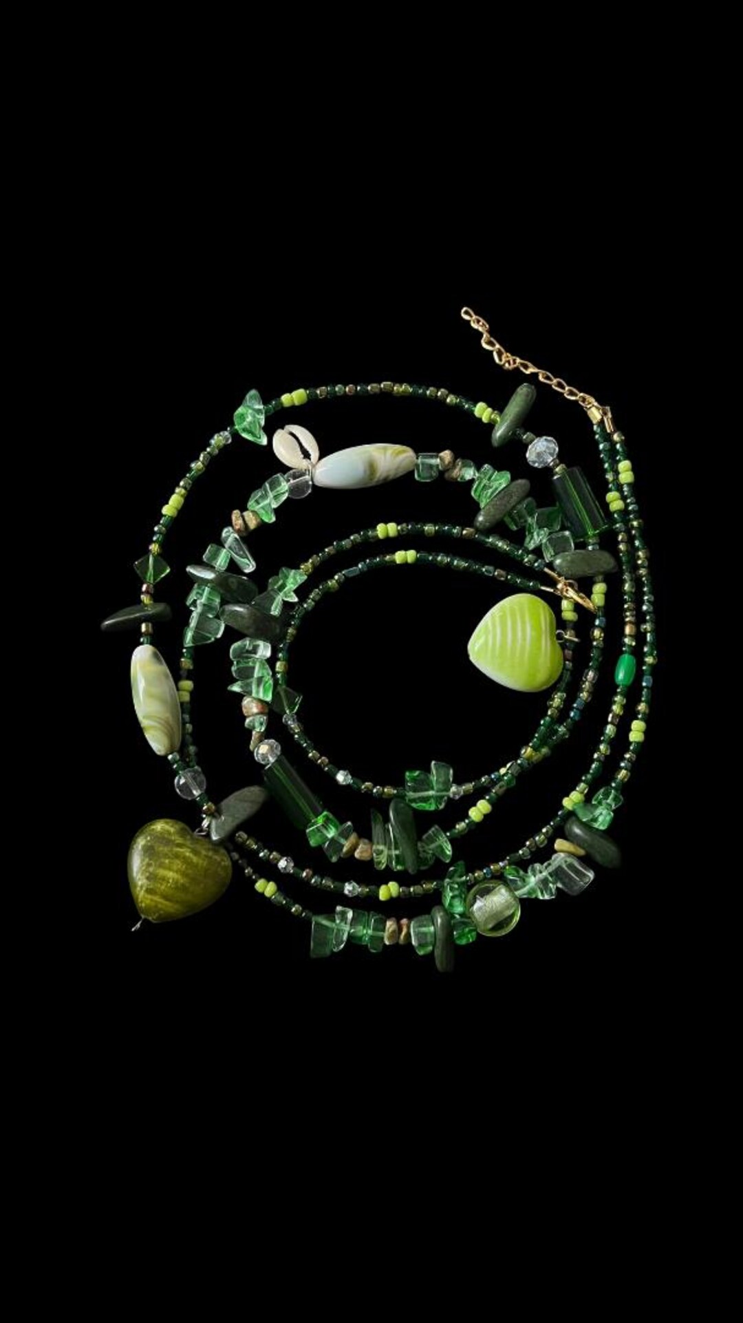 Emerald Green With Shell and Heart Charms | Handmade in Kenya - Etsy