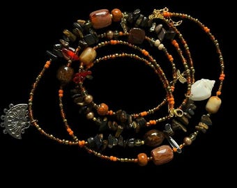 Rustic Earthy waist Beads with Crystal and Golden Accents | Handmade in Kenya