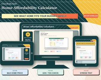 Home Affordability Calculator Spreadsheet | Mortgage Qualification Tool Canada USA | Excel Google Sheets