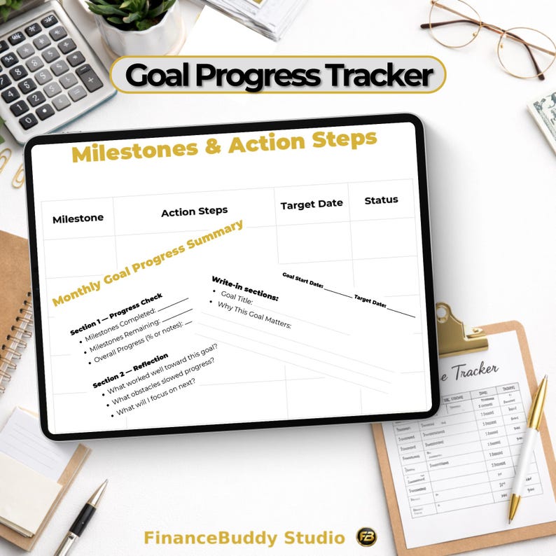 Printable Goal Progress Tracker | Personal Goal Log (PDF Download) - Etsy