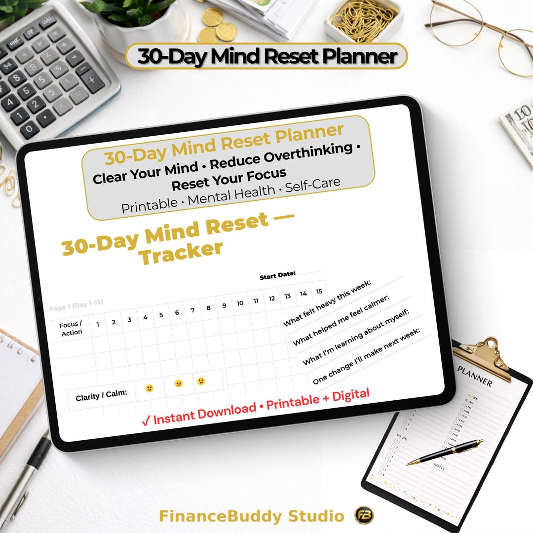 30-day Mind Reset Planner | Clear Your Mind & Reduce Overthinking ...
