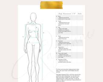 Sewing body measurement printable guide