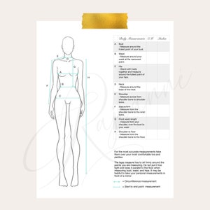 Sewing body measurement printable guide