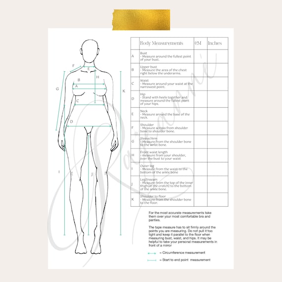 Sewing plus size body measurement printable guide (Expanded version)