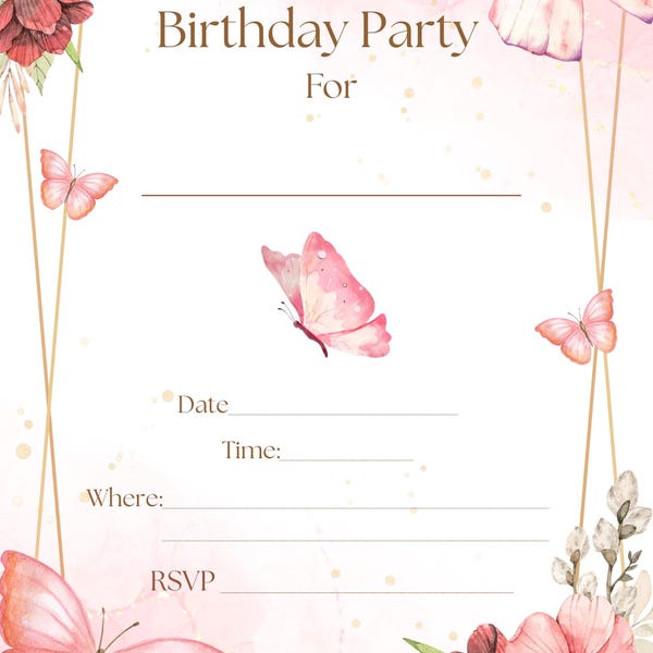 Butterfly Elegant Birthday invitation