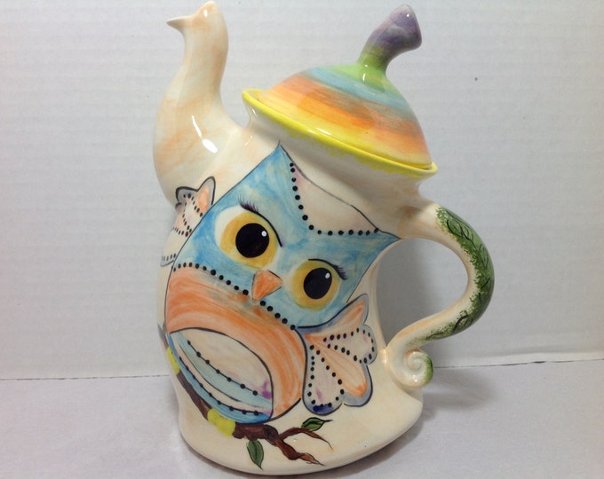 Whimsical Ceramic Owl Teapot Etsy