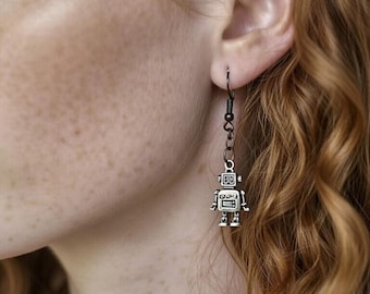 Roboter Ohrringe • Edelstahl Sci-Fi Schmuck