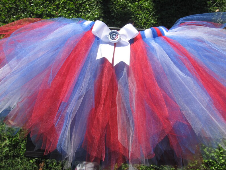 White and Blue adult or running-costume or cosplay Captain America Avengers Tutu-Red child