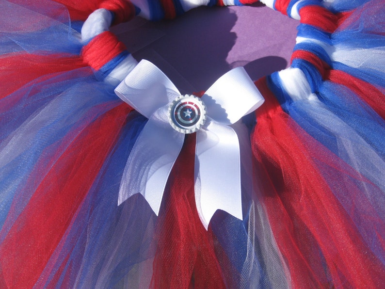 White and Blue adult or running-costume or cosplay Captain America Avengers Tutu-Red child