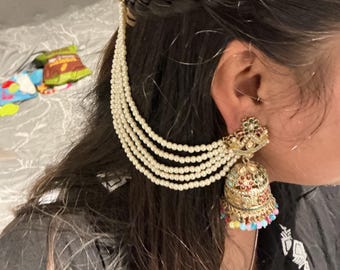 Bahubali earrings with tikka set