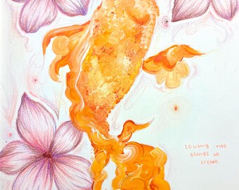 Koi Fish Flower Painting
