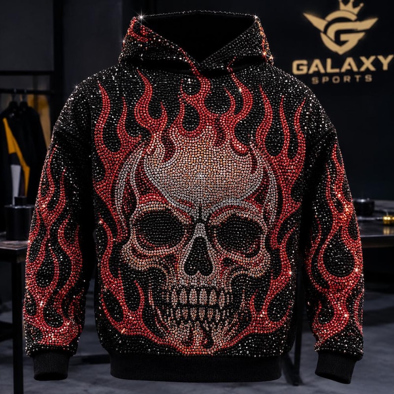 Skellaton Rhinestone Jacket Skull Rhinestone Hoodies - Etsy