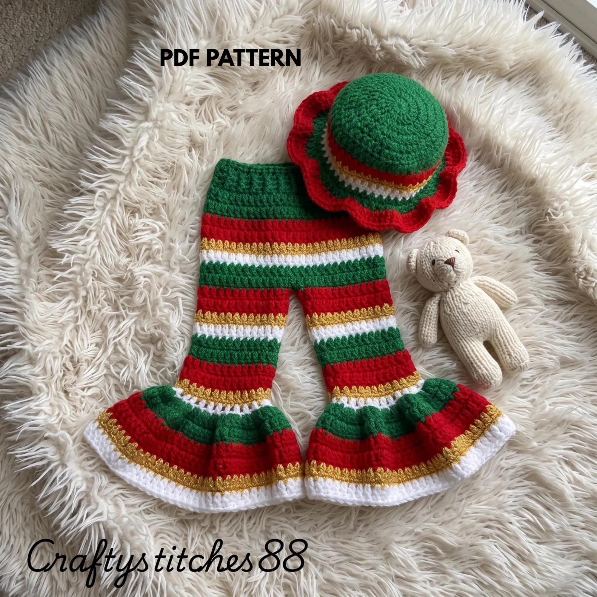 12 Crochet Flare Pants You Have To See, From Retro to Boho 7 Baby Flared Pants & Ruffle Hat Crochet Pattern Set