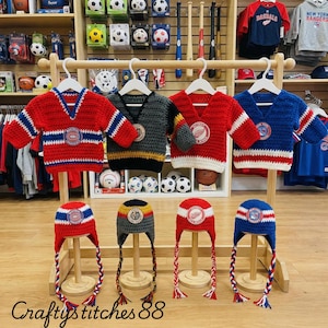 Baby Hockey Jersey Crochet Set with Hat, Newborn & 3 Months, Sports Baby