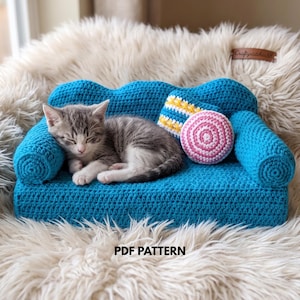 Crochet Cat Couch Pattern – Quick Easy Pet Sofa PDF (Digital Download)