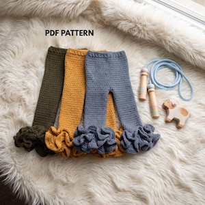 Modello per pantaloni all'uncinetto con volant per bambina di 24 mesi, modelli all'uncinetto per neonati.