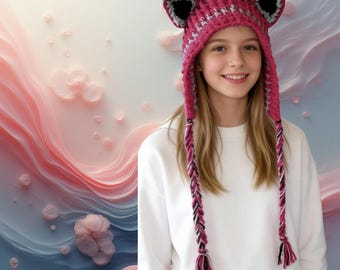 Crochet Cat Ear Hat Pattern, Teen & Ladies Sizes (PDF Pattern)