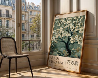 Yayoi Kusama Blossom Tree Art Print Retro Japanese Exhibition Poster Cherry Blossom Wall Art Abstract Floral Pop Art Japan Inspired