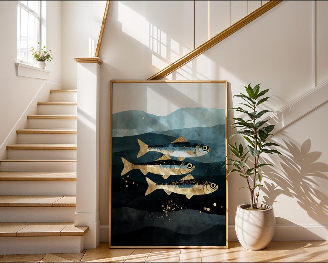 Sardine Fish Art Print Coastal Fish Wall Art Ocean Beach House Poster ...