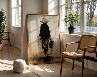 ベトナム木製 壁掛絵画 ベトナムの蓮池の水彩画プリント：アジアの壁掛けアート、ベトナム人
