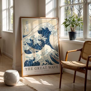 Große Welle Kunstdruck Hokusai Wandkunst Die große Welle vor Kanagawa Japanische Meereslandschaft Poster Ozeanwelle Kunstwerk Klassische Fine Art Küstendekoration