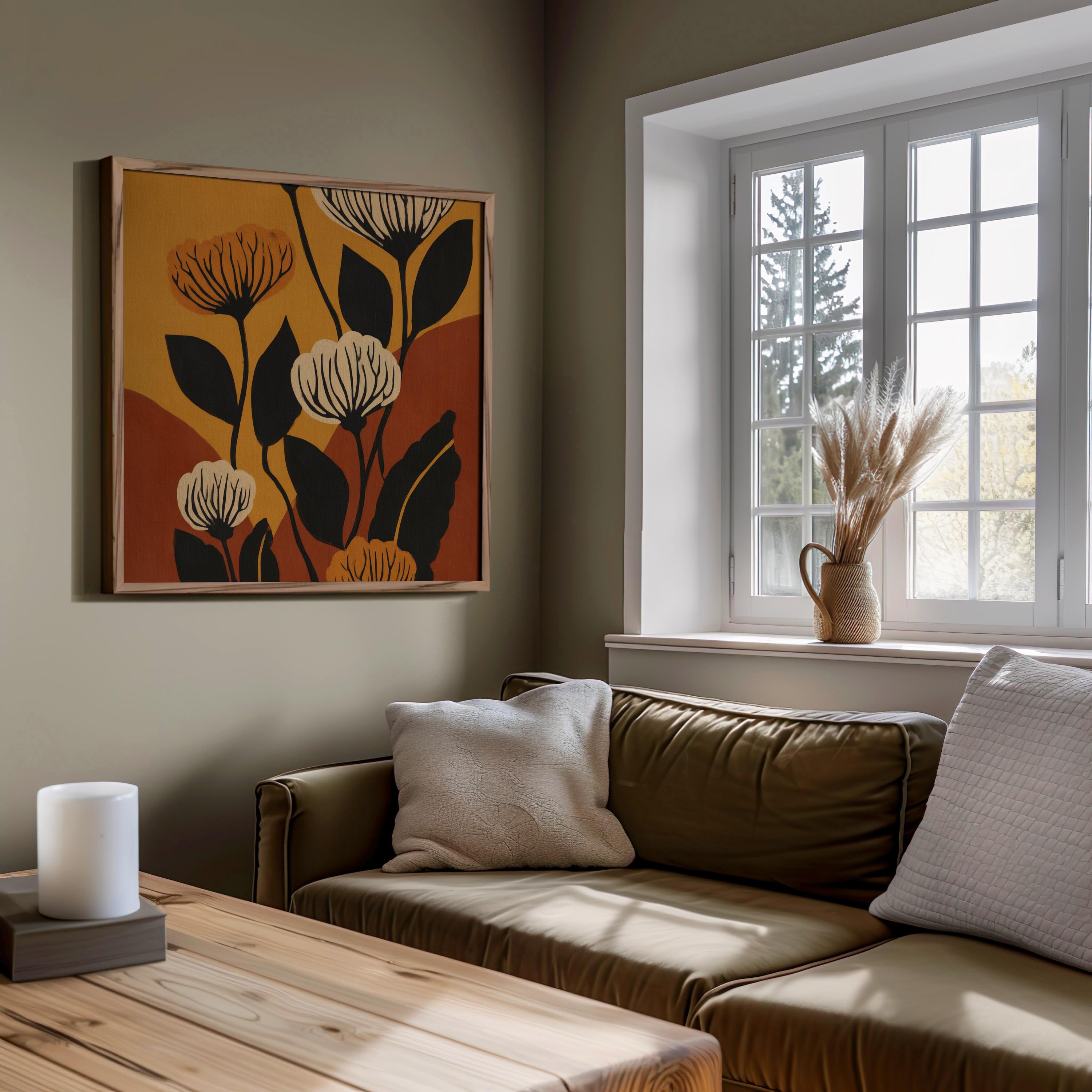 Mid Century Modern Art Print Retro Floral Botanical Wall Art ...
