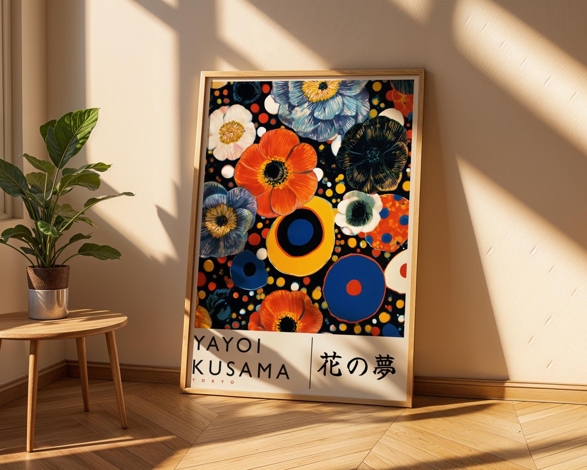 Japanese Floral Exhibition Poster Kusama Inspired Pop Art Flower