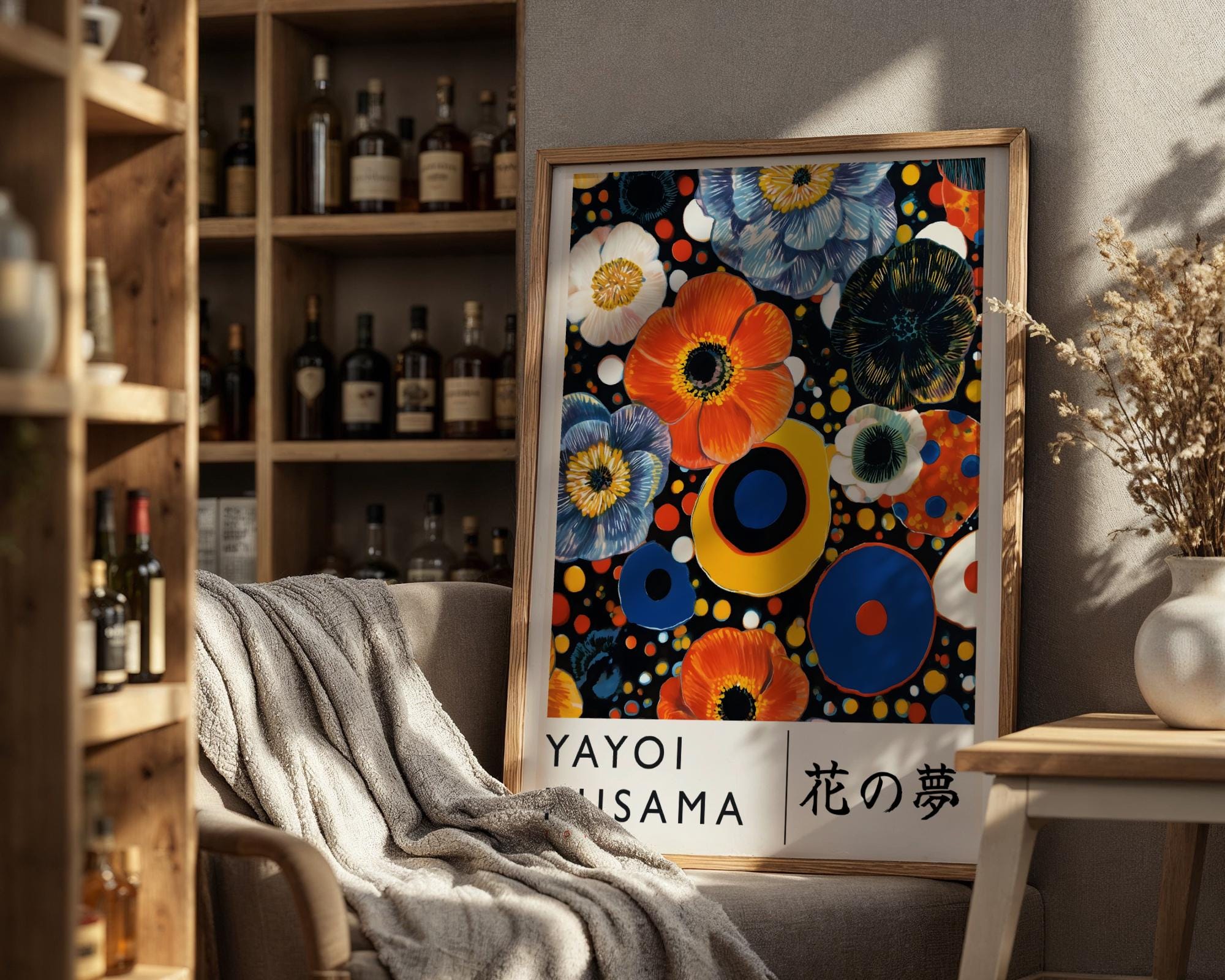 Japanese Floral Exhibition Poster Kusama Inspired Pop Art Flower