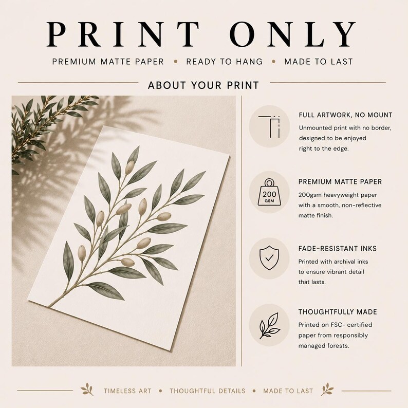 The image is a print advertisement for premium matte paper, featuring a close-up of a leafy plant on a white background.