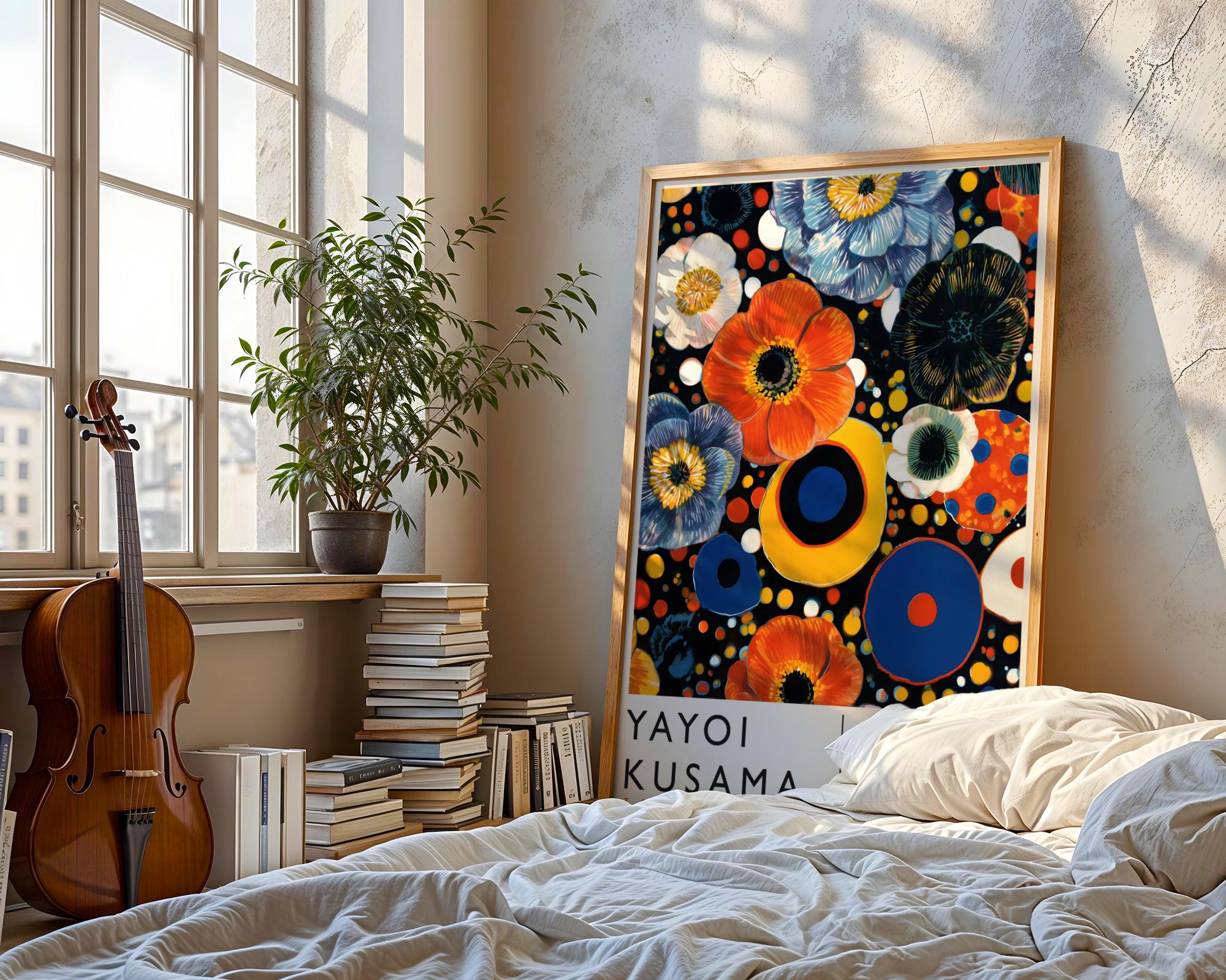 Japanese Floral Exhibition Poster Kusama Inspired Pop Art Flower
