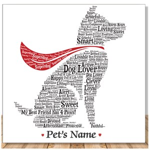 Dog Lover Owner Personalize Art Print Gift | Portrait with Furbaby Name | Pet Loss Memorial | Handmade USA