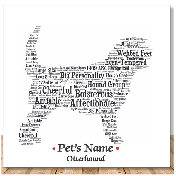 Otterhound Dog Owner Personalize Art Print Gift | Portrait with Furbaby Name | Pet Loss Memorial | Handmade USA