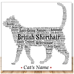 Personalized British Shorthair Cat Lover Art Print | Custom Cat Wall Art | Pet Portrait with Furbaby Name | Pet Loss Memorial | Cat Mom Gift